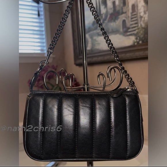 COACH Nolita 19 Soft Nappa Leather with Linear Quilting & Gunmetal Chain - Black - Picture 3 of 16